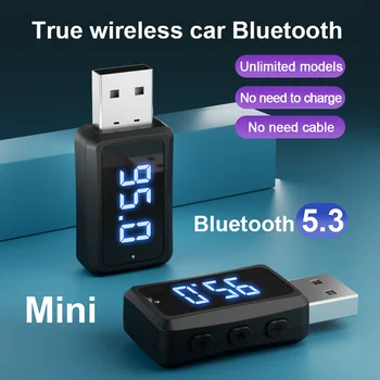 Auto Bluetooth 5.3 FM02 Mini USB Vysielač, Prijímač s LED Displej, Handsfree Hovor do Auta Auto Wireless Audio Pre Fm Rádio