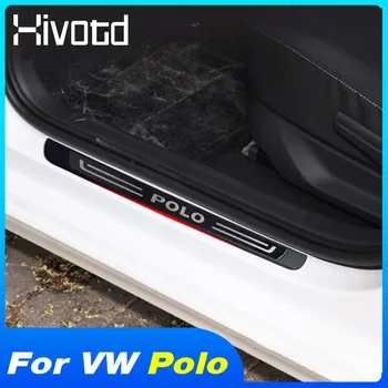 Auto Styling Pre VW Polo 2020-2018 Dvere, Parapetné Vitajte Pedál Kryt Proti Šúchať Doska Prah Pásy Interiér Dekorácie Doplnky