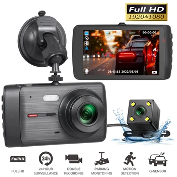 Automobilové DVR 4.0 Full HD 1080P Dash Cam parkovacia Kamera Zrkadlo videorekordér Parkovanie Monitor Nočné Videnie Auto Dashcam Čierna skrinka