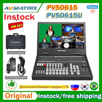 AVMATRIX PVS0615 Multi-Formát Videa Prepínač Prenosný Mixér s 15.6 palcový FHD LCD Displej 6 Kanálov Vstupy pre Live Stream