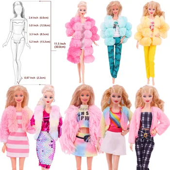 Barbies Bábika Kožušinový Kabát+Sukne Oblečenie, Luxusné Oblečenie Datovania Sukne Príslušenstvo Pre 11.5 Palcový Bábiky Barbie A Bjd bábiky,Hračky Pre Dievčatá