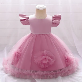 Batoľa Kvet Čipky Baby Girl Dress Biela 1. Narodeniny, Krst, Svadobné Party Princess Detský Šaty pre Dievčatá Vianočné Prom Šaty