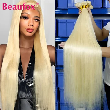 Beaufox 613 Blondína Rovno Ľudské Vlasy Zväzky Brazílsky Vlasy Väzbe Zväzky 32