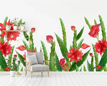 beibehang 3d tapeta American ručne maľované idylické rastlina, kvet kaktusu pozadí stene obývacej izby, dekorácie, tapety nástenná maľba