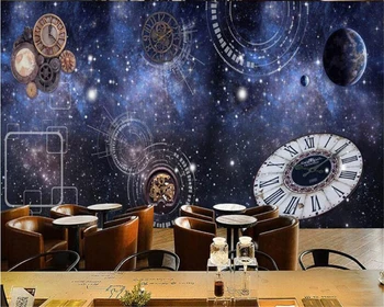 beibehang abstraktných de parede Cosmic Blue Star Hodiny Výstroj Bar, kaviareň Stenu, tapetu Pozadia papier peint hudas krása