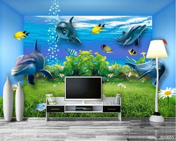 beibehang Klasické tapety podmorského sveta 3d priestor dolphin TV pozadí steny abstraktných de parede tapety na steny 3 d