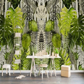 beibehang Nordic jednoduché tropických rastlín korytnačka leaf pozadí steny vlastné veľké fresco hodváb, hodvábne tapety abstraktných de parede