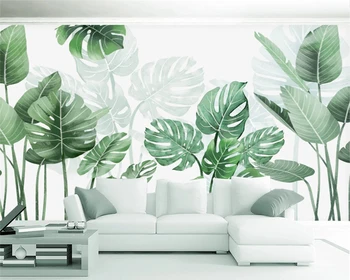 beibehang Prispôsobené moderný minimalistický malé čerstvé akvarel rastlín pozadí stenu, dekorácie, maliarstvo, papier peint tapety