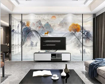 beibehang Prispôsobené nová Čínska ručne maľované linky atrament krajiny mramoru TV tapetu pozadia abstraktných de parede abstraktných de parede