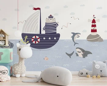 beibehang Prispôsobený nové, moderné Nordic kreslené ručne maľované námorných detskej izby pozadí abstraktných de porovnanie tapety