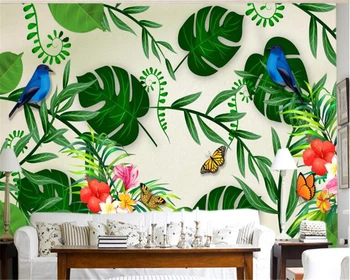 beibehang Vlastné steny papiere domova hladké, hodvábne tkaniny tropická rastlina, listy jednoduché, moderné tapety, papier peint nástenná maľba 3d