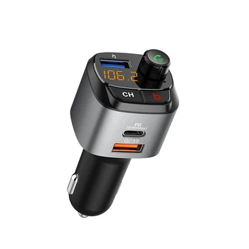 Bezdrôtový Bluetooth 5.0 Automobilovej Súpravy Hands-Free FM Dual USB Rýchle Nabíjanie QC3.0 PD18W Nabíjačka do Auta basového Zvuku