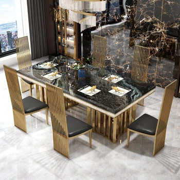 Biela Luxusné Mramorové Jedálenský Stôl Moderný taliansky Zmes Obdĺžnikový Kuchynský Stôl Typ Veľké Stručné meuble furnitureGY50CZ