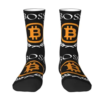 Bitcoin Posádky Ponožky Pánske Unisex Kawaii 3D Tlač BTC Šaty Ponožky