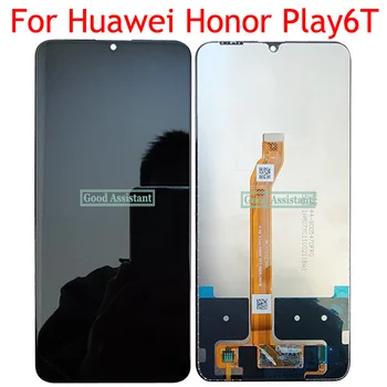Black 6.74 palcový Pre Huawei Honor Play6T CMA-AN40 Full LCD Displej Dotykový Displej Digiziter Montáž Náhradné