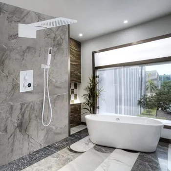 Black Skryté Vodopád, LED Digitálny Displej Kúpeľňa so Sprchou Kohútik Nastaviť Wall Mount Dážď Vaňa Sprcha Systém Sprcha Vaňa Zmiešavač