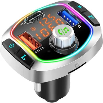 Bluetooth FM Transmitter na Auto QC3.0 USB-C Rýchlo Nabíjačka Bezdrôtovú Automobilovú FM Rádio Adaptér Bluetooth 5.0 Prehrávač Hudby FM do Auta