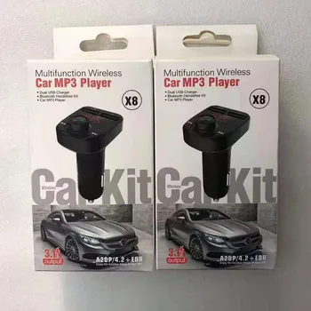 Bluetooth-kompatibilného FM Vysielač S Políčko Auto Hráč Kit Karta Rýchle Auto Nabíjačka Dual USB Voltmeter 12V 24V Auto Vysielač