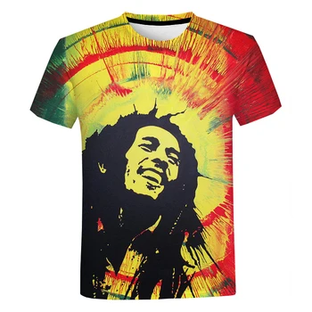 Bob Marley Grafické T Košele Lete Mužov Odev okolo Krku Nadrozmerné T-tričko Krátky Rukáv Fashion Topy Harajuku Streetwear