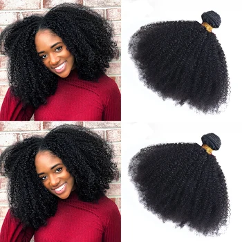 Brazílsky Kinky Afro Kučeravé Vlasy Väzbe 10A panny 100% Prírodné Remy Ľudské Vlasy Zväzky Rozšírenie 3B 3C Dolago Vlasové Produkty
