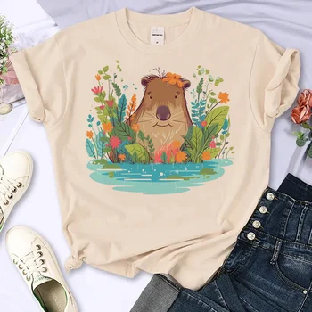 Capybara Tee ženy komické dizajnér Y2K tričko dievča anime streetwear komické oblečenie