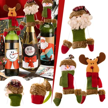 Cartoon Vianočné Fľaša Vína Zahŕňa Zdobiť Šampanské Skladovanie Taška Decorazioni Natalizie Vianočné Dekorácie Pre Domov 2023
