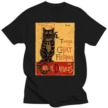 Chat Flerken tričko Black Cat Carol Danvers Partner Theophile Steinlen Umenie Inšpirované Dizajnom Bavlna T-shirt
