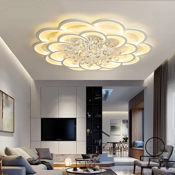 Crystal Moderné Led Stropné svietidlo pre Obývacia Izba, Spálňa Domov Deco Biely Akryl Stropný Luster Svietidlá