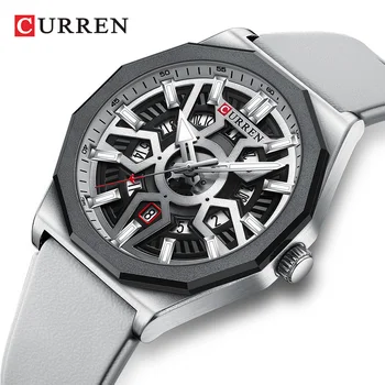 CURREN Módny Dizajn náramkové hodinky pre Mužov je Bežné Silikónové Ramienka Quartz Auto Dátum Hodinky s Svietiace Ručičky 8437