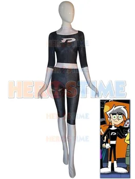 Danny Phantom Žena Svalov Dyesub Cosplay Kostým 3D tlač Vysokej Kvality Spandex Zentai Halloween Catsuit pre Dievčatá, Ženy,