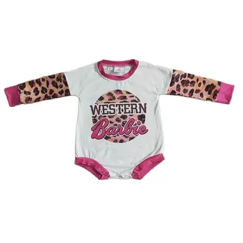 Deti Móda Novorodenca Bublina Ružová Romper Baby Girl Leopard Dlhý Rukáv Jumpsuit Dieťa, Batoľa Jedného kusu Nové Boutique Oblečenie