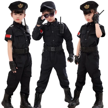Deti Návštevnosť Špeciálnych Policajných Halloween Karneval Party Výkonnosti Policajtov Jednotné Deti Armády Chlapci Cosplay Kostýmy 110-160 CM