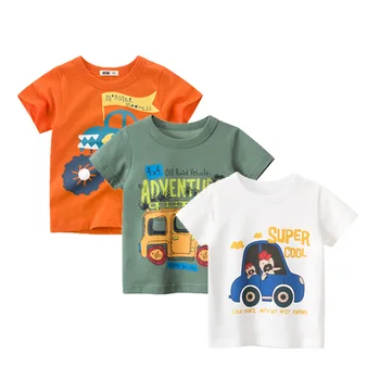 Deti Topy, Šaty, Auto Tlač T-Shirts 2-8Years Nové Baby Chlapci, Dievčatá Oblečenie Dieťa T-shirt Deti Krátke Rukávy Bavlna Kostým