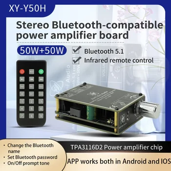 Digitálny TPA3116 Bluetooth 5.1 Stereo Audio Zosilňovač rada 50W+50W HIFI Zvuk Amplificador S Remote APP