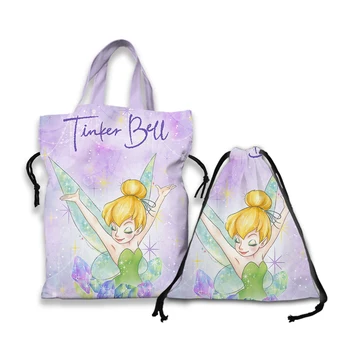 Disney Princezná Tinker Bell A7064 Anime Obed Tašky Prispôsobené Cartoon Šnúrkou Taška Kabelka Bežné Skladovanie Unisex Darček