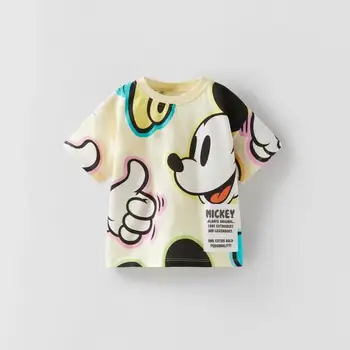 Disney Tričko Mickey Mouse Vytlačené Krátky Rukáv Topy Chlapci Dieťa Letné Nový Štýl Roztomilý Oblečenie Športové Voľné Bežné Tees Pre Deti