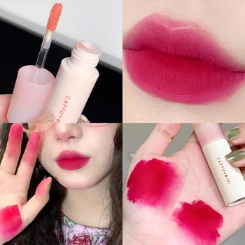 Dlhotrvajúci Matný Rose Ružový Rúž: Nepremokavé Lip Stain s Zamatový Povrch Non-stick Pohár Vzorec - kórejský make-up Kozmetika