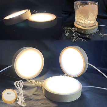 Drevo Svetlo Base Nabíjateľná Diaľkové Ovládanie Drevené LED Svetlo Otáčanie Displeja, Stojan Držiaku Lampy Základná Umelecká Ozdoba Nové