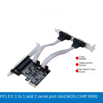 Dual rs232 Sériový Port (COM & DB25 Tlačiareň Paralelný Port LPT PCI-E slot karty PCI Express Card Adaptér Converter MOS9900 moschip