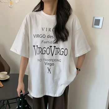 Dámske tričká Topy Japonský Kawaii Ulzzang Bežné Iny List Tlač Voľné T-shirt Žena kórejský Harajuku Oblečenie Pre Ženy