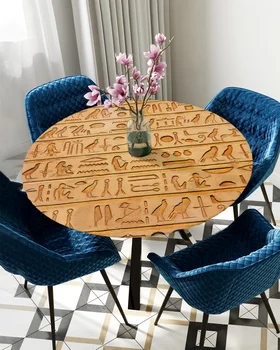 Egyptské Symboly Okrúhly Obrus Vodotesná Elastická Obrus Domácej Kuchyne, Jedálenský Stôl Kryt