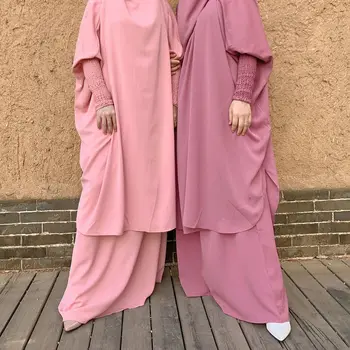 Eid Kapucňou Moslimských Žien Hidžáb Oblečenie Modlitba Odev Jilbab Abaya Dlho Khimar Ramadánu Dubaj Abayas Nastaviť Islamské Oblečenie Niqab Burka