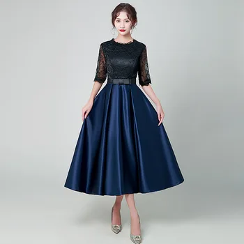 elegantné večerné šaty 2023 nové módne o-krku ženy čipky šaty polovičný rukáv členok dĺžka-line formálne šaty