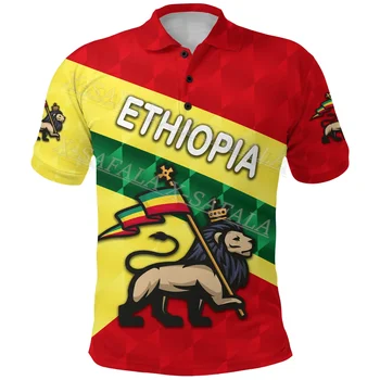 Etiópia Farba Lev Krajiny Znak Národnej Polo Tričko Customed Názov Mens Black A White Kôš Osobné Disc Golf Košele-4