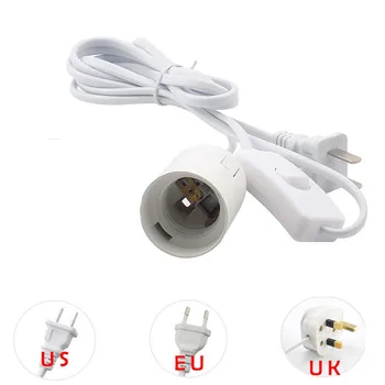 EÚ a USA, UK, E27 Napájací Kábel žiarovky Základňu držiaka predlžovací Kábel led lampa prepínač drôt elektrické zástrčky Prevodníky 110v 220v