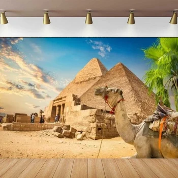Fotografie Pozadie Egypt Desierto Pyramídy Camel Pozadí Banner Rekvizity Studio Dekorácia Plagát