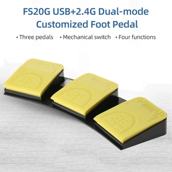 FS20G Triple peši Multifunkčné Prispôsobené Nohy Pedál USB+2.4 G Dual-mode Pripojenie Mechanického Spínača