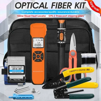 FTTH (Fiber Optic Tool Kit s AUA-6S Vlákniny Sekáčik -70~+10dBm/-50~+26dBm G10 Optického Výkonu Meter 10mw Vizuálne Poruchy Locator