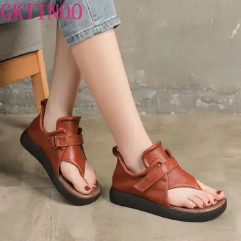 GKTINOO pravej Kože Flip Flops Sandále Pre Ženy, Otvorené Prst Lete Listov Topánky Luxusné Plážové Sandále Dámske Sandále Originál