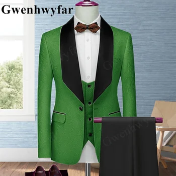 Gwenhwyfar Malachit Zelená Pansy 2022 Muži Tri Kusy Slim Klope Jediného Tlačidla Party Šaty na Mieru Farba Veľkosť XS-5XL Homme